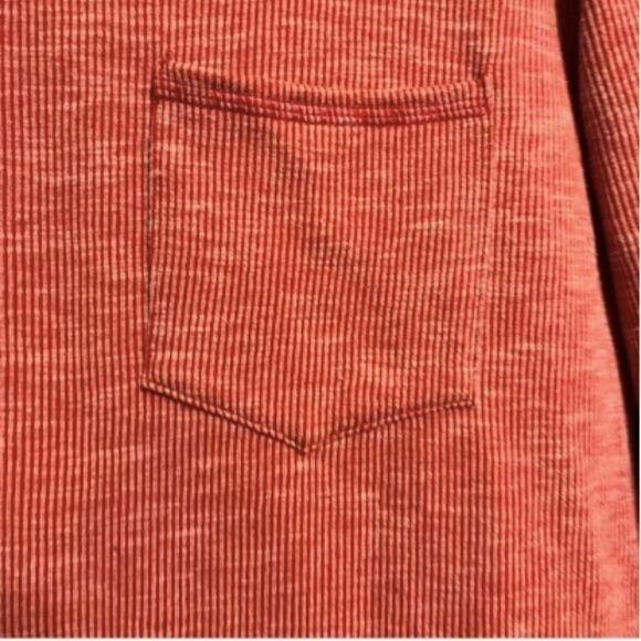 Staccato Red Orange Thermal Long Sleeve Shirt with Front Pocket - Picture 3 of 8